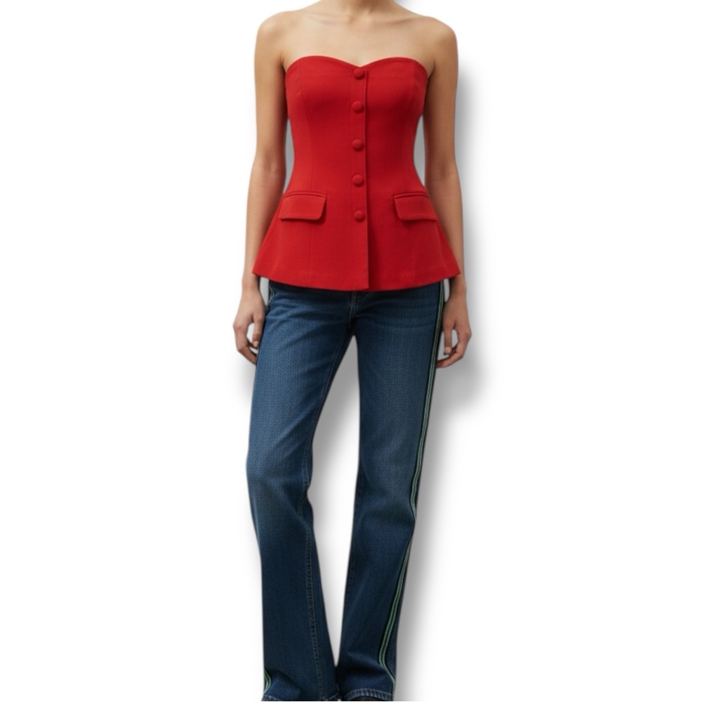 LULU’S Red Corset Bustier Suit Vest Top sz M NWT
